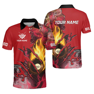 Camisetas de billar personalizadas para equipos de billar con impresión digital 3D por sublimación, camiseta de polo de billar para hombre - Product Image 3