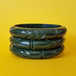 Green <b>Resin</b> Bangle Set with Plant Pattern Classic Style Unisex Bracelets Elegant Handmade <b>Resin</b> Bangles For Women Fashion Access - Product Image 2