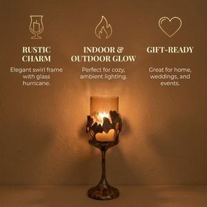 Candlestick <b>Holder</b> With Autumn Leaves Design 13.9 Inch Heat Resistant Home Decoration - Product Image 5