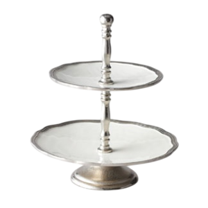 Vintage Style 2 Tier <b>Square</b> Aluminum Cake Stand Dessert <b>Table</b> Decorative Silver Metal Serving Platter For Home And Events Decor - Product Image 6
