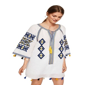 Imprimer Boho à manches longues femmes robe nouvelle robe à manches courtes taille minceur élégante irrégulière robe mi-longue - Product Image 1