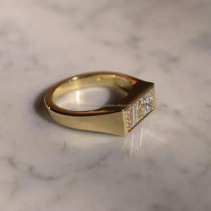 Igi/gia แล็บตัดเพชรวินเทจ14K สีเหลืองแหวนแต่งงาน/งานหมั้นใส่ได้ทั้งชายและหญิงสีขาวทองคุณภาพดีสำหรับงานปาร์ตี้ครบรอบ-คุ้มค่า - Product Image 3