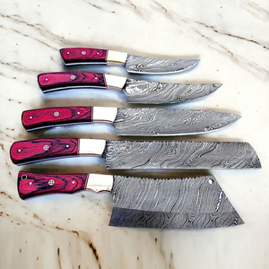 Ensemble de couteaux de chef en acier Damas faits à la main pour la cuisine, haute performance, conçus pour la préparation professionnelle des aliments, couverts de cuisine - Product Image 1