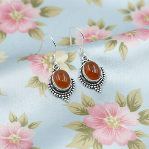 925 Sterling Silver Carnelian <b>Dangle</b> <b>Earrings</b> Vintage Boho Handmade Women Jewelry Rose <b>Gold</b> Yellow <b>Gold</b> Plated Gift For Women UK - Product Image 1
