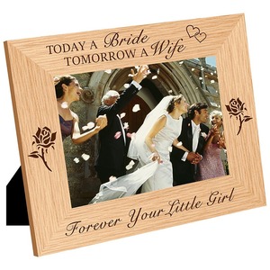 <b>Personalized</b> Wooden Photo <b>Frame</b> Horizontal Tabletop <b>Picture</b> <b>Frame</b> with Wedding Quote and Rose Design - Product Image 1