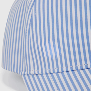 Casquette de baseball sportive en coton sergé rayé bleu personnalisée, 6 panneaux, réglable, unisexe, décontractée, printemps-été, logo brodé, bouton avant - Product Image 4
