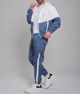 Men's Hooded Color Block Eco-friendly 2 in 1 Tracksuit <b>Zip</b>-<b>Up</b> <b>Jacket</b> & Jogger Pants Set Lightweight Cotton Casual Winter Wear - Product Image 3