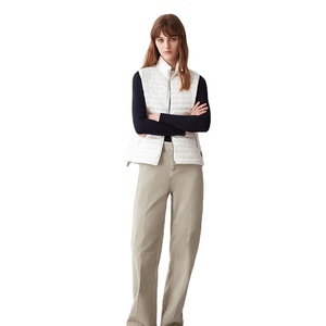 Women's High Quality Slim Fit Breathable Knitted 100% Polyester <b>Zipper</b> Pockets Winters Warm Collar Design Sleeveless Quilted - Product Image 2