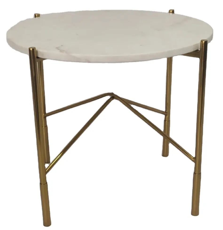 अच्छी बिक्री धातु दौर कॉफी टेबल संगमरमर शीर्ष सोने के रंग के लिए आयरन एल्यूमीनियम सेंटर टेबल होम गार्डन सजावट कक्ष फर्नीचर