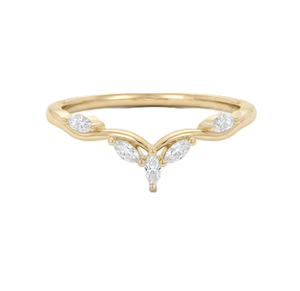 Anillo de compromiso y boda curvo de moissanita y diamante de laboratorio Marquise, chapado en oro de 14K y 18K sobre plata de ley, anillo apilable con engaste de puntas - Product Image 1