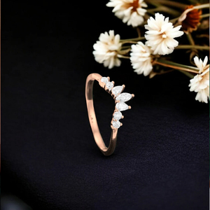 Anillo Delicado Curvo con Circonita Cúbica de Diseño Único, Plata de Ley 925, Oro Rosa, Anillos de Boda, Aniversario, Promesa Nupcial, Joyería - Product Image 6