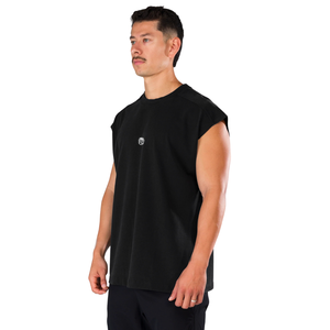 Débardeur Homme Noir Délavé Sans Manches Coupe Ample pour Entraînement Musculaire et Fitness OEM en Gros - Product Image 2