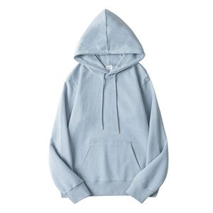 Sweat-shirt à capuche unisexe bleu clair, surdimensionné, décontracté, avec poche kangourou, manches longues, en polaire - Product Image 6