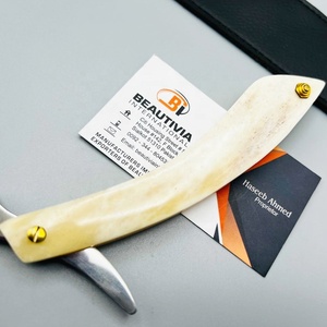 Maquinilla de afeitar Shavette de garganta recta recién llegada superventas, navaja plegable con mango de hueso, maquinillas de afeitar de peluquero al por mayor - Product Image 5