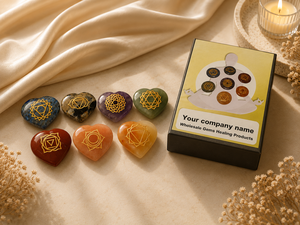 Set de 7 Chakras, Set de Piedras de Chakra en Forma de Corazón, Set de Reiki, Gemas Naturales Curativas, Cristal Ecológico, Feng Shui - Product Image 1
