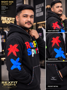 Custom unisex Black Graphic <b>Full</b> <b>Zip</b> <b>Hoodie</b> Heavyweight Fleece Streetwear Custom Logo Design OEM Wholesale Casual Fashion - Product Image 4
