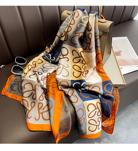 90*90CM Square Luxury 100% <b>Silk</b> Satin Casual Breathable Medium <b>Scarf</b> Customized Logo Colors OEM Service All Seasons Women's - Product Image 1