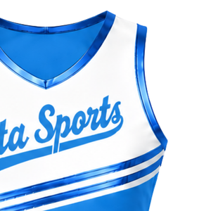 Camiseta Deportiva Azul para Animadoras, Sin Mangas, Corta, Transpirable, Ligera, Personalizable - Product Image 3