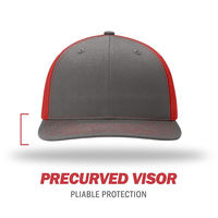 Topi Snapback 6-Panel Unisex Vextren Sports 100% Katun Abu-abu Merah Warna Blok Twill Dapat Disesuaikan Empat Musim Gaya Jalanan Kasual