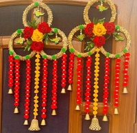 Pom Pom Gota Patti Floral tenture murale perroquet Design indien Toran mariage décor cintre porte principale suspendu thé fête décor