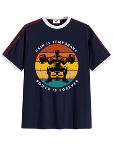 Camiseta Azul con Cuello Redondo y Manga Corta para Hombre, Camiseta Estampada Informal, Estilo Urbano, Camiseta Ligera, Moda Sostenible - Product Image 3