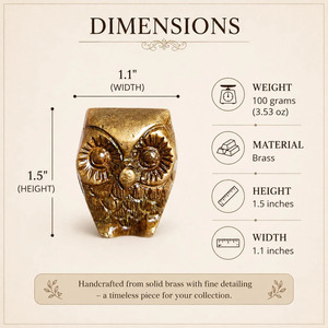 Figurine d'hibou en laiton SHUBHAM, plaquée or, polie, petite décoration d'intérieur - Product Image 3
