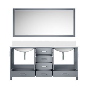 Grigio scuro 72 pollici. L X 22 Pollici Mobile bagno doppio D con piano in quarzo bianco e 28 pollici di profondità Mobili da Bagno con Specchio - Product Image 6