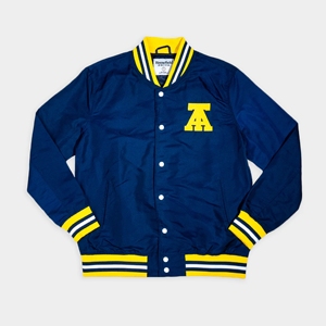 Blouson Bomber Varsity Bleu Marine pour Homme Homefield, Col Montant, Vêtement d'Hiver ODM - Product Image 1