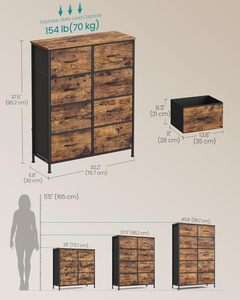 Commode moderne marron à 8 tiroirs pour chambre à coucher - Product Image 2