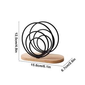 Porte-serviettes en métal noir nordique avec base en bois, décoration de table moderne pour mariage, dîner, banquet - Product Image 6
