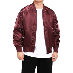 <b>Men</b>’s Satin Bomber <b>Jacket</b> Full Zip Flight Coat <b>Lightweight</b> Stylish Outerwear with Sleeve Pocket Classic Streetwear Casual - Product Image 1
