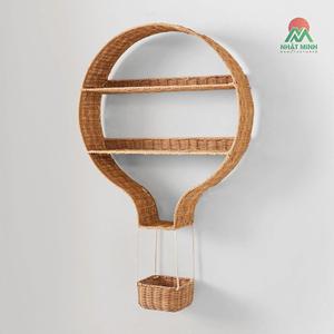 High quality Rattan Kids Shelf with <b>Balloon</b> Shape Natural Wicker Wall <b>Decor</b> for Kids room Nursery Storage & Display - Product Image 1