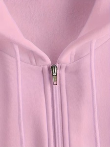 Sudadera con capucha de marca privada, rosa, con cremallera, unisex, oversize, de color liso, informal, de forro polar, manga regular, para otoño - Product Image 5