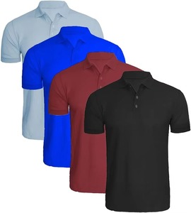 Polo de Punto para Hombre, Manga Corta, Color Sólido, Cierre de Botones, Ropa Casual, Negro, Azul, Rojo, Azul Claro, Personalizable, Venta al Por Mayor, OEM - Product Image 1
