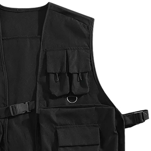 Chaleco Cargo de Verano para Hombre, Estilo Ropa de Trabajo, con Múltiples Bolsillos, Cierre de Cremallera, Fabricado en Lona - Product Image 6
