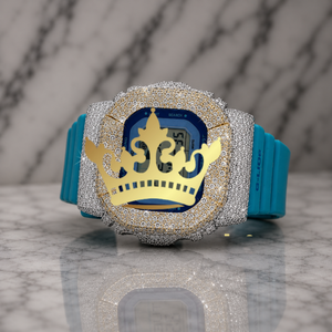 Factory Wholesale Luxury Diamond Digital Watch, Blue Strap, Full Iced Out Sports Timepiece - Product Image 1