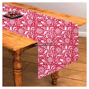 100% Pure Cotton Traditional Hand Block Printed Table <b>Runner</b> Newest Floral Design Low Price Wholesale - Product Image 6