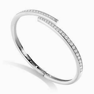 14K White Gold Lab Grown Diamond Wrap Bangle Bracelet 1.52 CTW Pave Open Cuff Design IGI Certified Rhodium Plated Fine Jewelry - Product Image 4
