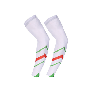 Manchons de compression pour cyclisme, blancs avec rayures rouges et vertes, protection anti-UV pour adultes, unisexe, pour le sport - Product Image 6