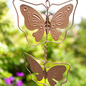 Chaîne de pluie décorative en forme de papillon pour l'entrée de la maison, drainage d'eau, jardin extérieur, chaîne métallique suspendue, vente en gros depuis l'Inde - Product Image 1