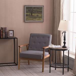 Retro Modern Wooden Single Chair (75 X 69 X 84)cm <b>Grey</b> <b>Fabric</b> by YJ for Living Room - Product Image 4