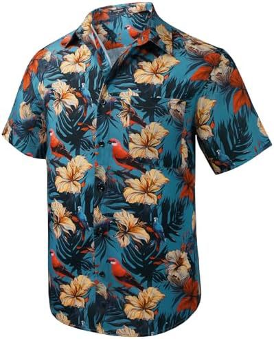 Ud Las Palmas Camisa Hawaiana Para Hombre Redstar - Estampado De Ciervo Y Palmeras, Tallas S A 3XL Camiseta Ud Las Palmas