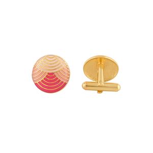 Mancuernillas Redondas de Lujo con Baño de Oro y Esmalte Rosa Melocotón para Hombre, Accesorios para Camisa Formal, Regalo de Boda o Negocios, Mancuernillas de Diseño - Product Image 4