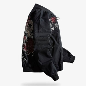 Chaqueta Sukajan Moderna de Moda Urbana, Cuello Alto, Logotipo Frontal, Bordado Elegante, Forro Suave, Ropa Casual Cómoda - Product Image 5