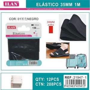 Fascia elastica Iln 35 mm 1 m nera per artigianato e cucito - Product Image 2