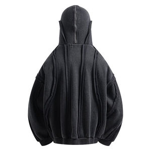 Fabricante de Sudaderas con Logotipo Personalizado, Sudadera con Cremallera Completa, Mezcla de Algodón, Estilo Urbano, Holgada, Informal, con Doble Cremallera - Product Image 3