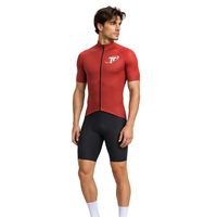 Maillot de cyclisme pour homme, rouge, manches courtes, fermeture éclair intégrale, haut de gamme pour vélo de route, t-shirt de cyclisme athlétique
