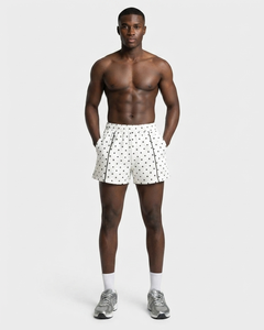 Shorts Bermuda Homme Imprimé à Pois Personnalisé avec Ligne Contrastante, en Coton Molletonné Respirant de Haute Qualité, Coupe Ample, avec Poche Latérale - Product Image 3