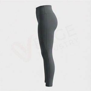 Leggings de Yoga de Cintura Alta y Largo Completo, Color Sólido, Sin Costuras, de Spandex y Nailon, Pantalones Elásticos - Product Image 3