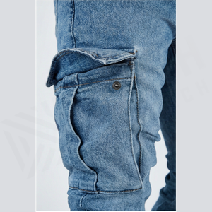 Pantalones Cargo de Mezclilla para Hombre, Corte Slim Fit, Cintura Alta, Estilo Casual Otoñal - Product Image 6